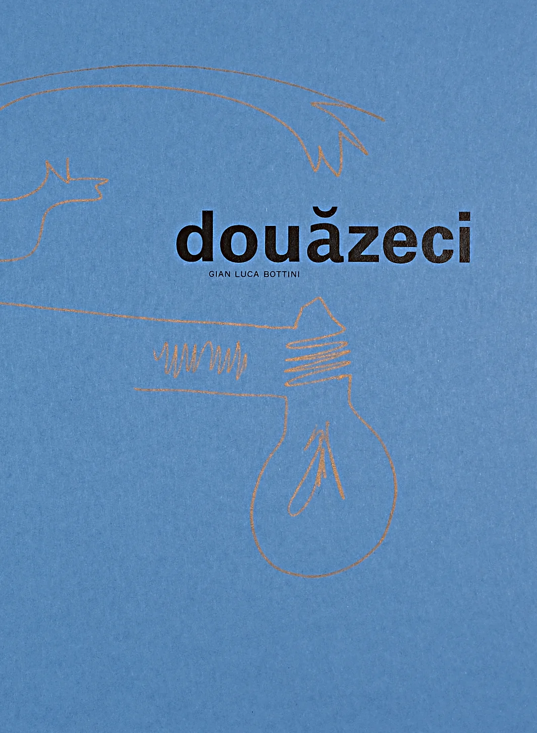 cover con titolo 20 in lingua rumena con segno grafico in oro stampa Risograph